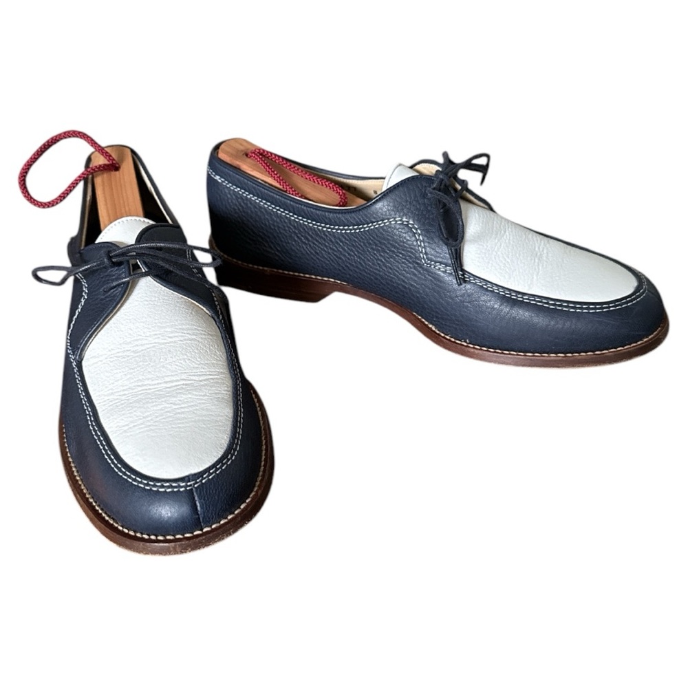 Vintage Cole Haan Heidi navy white flat leather blucher oxfords 8 EXCELLENT